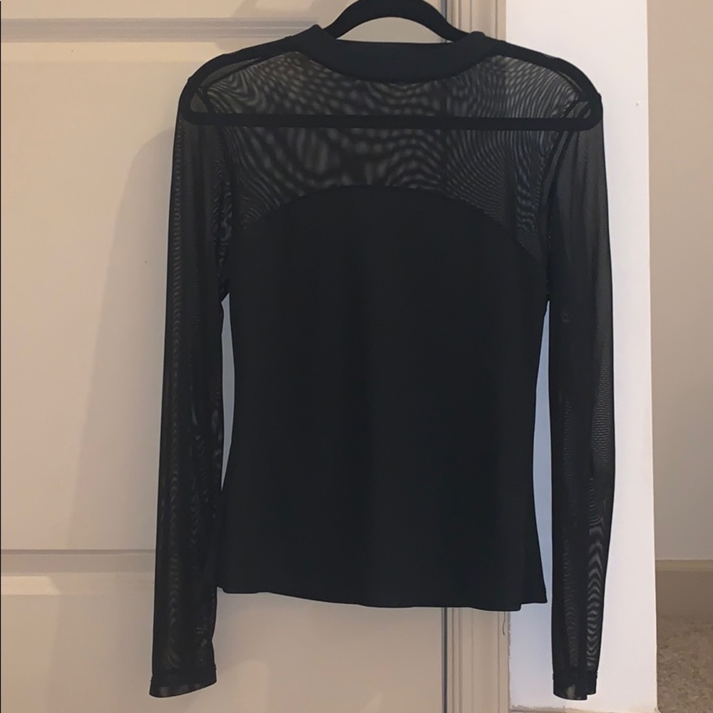Charlotte Russe Black Mesh Long Sleeve Top size M